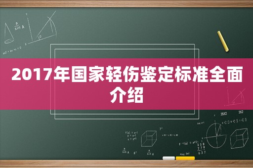 2017年國家輕傷鑒定標準全面介紹