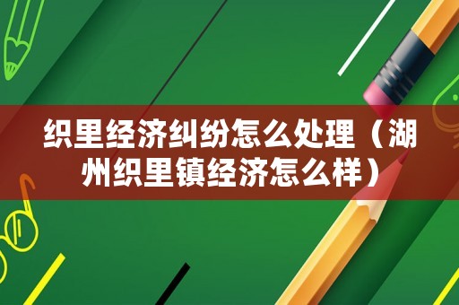 織里經(jīng)濟糾紛怎么處理（湖州織里鎮(zhèn)經(jīng)濟怎么樣）