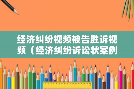 經濟糾紛視頻被告勝訴視頻（經濟糾紛訴訟狀案例）
