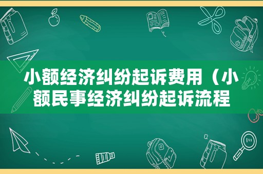 小額經濟糾紛起訴費用（小額民事經濟糾紛起訴流程）