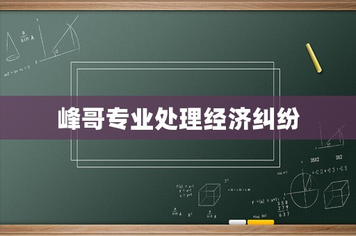 峰哥專業處理經濟糾紛