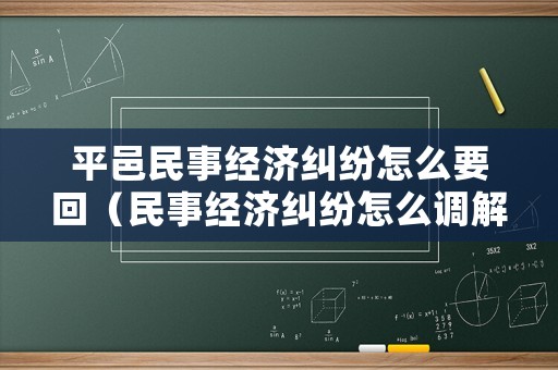 平邑民事經(jīng)濟(jì)糾紛怎么要回（民事經(jīng)濟(jì)糾紛怎么調(diào)解）