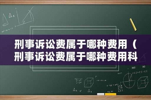 刑事訴訟費屬于哪種費用（刑事訴訟費屬于哪種費用科目）