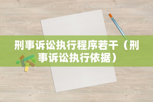 刑事訴訟執行程序若干（刑事訴訟執行依據）