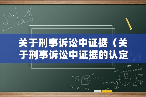 關于刑事訴訟中證據（關于刑事訴訟中證據的認定）