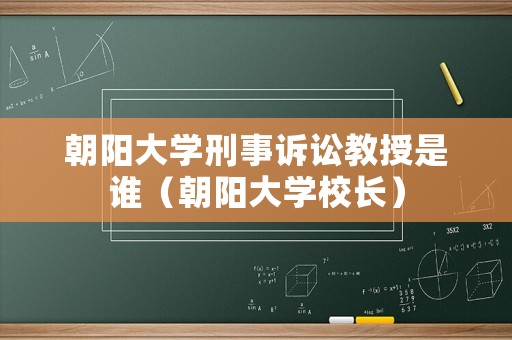 朝陽大學刑事訴訟教授是誰（朝陽大學校長）