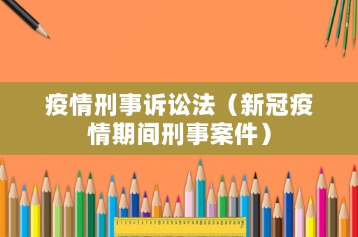 疫情刑事訴訟法（新冠疫情期間刑事案件）
