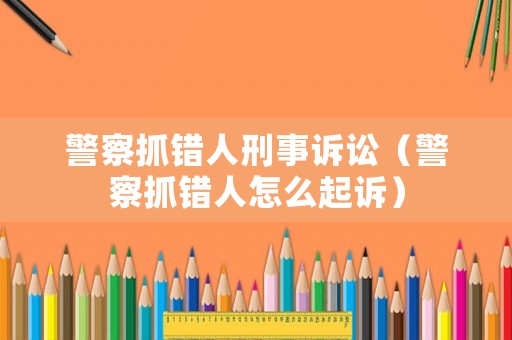 警察抓錯人刑事訴訟（警察抓錯人怎么起訴）