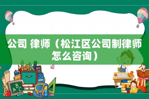 公司 律師（松江區公司制律師怎么咨詢）