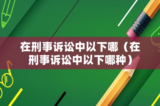 在刑事訴訟中以下哪（在刑事訴訟中以下哪種）