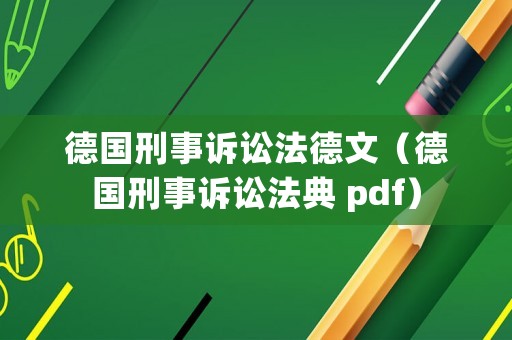 德國(guó)刑事訴訟法德文（德國(guó)刑事訴訟法典 pdf）