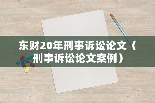 東財20年刑事訴訟論文（刑事訴訟論文案例）