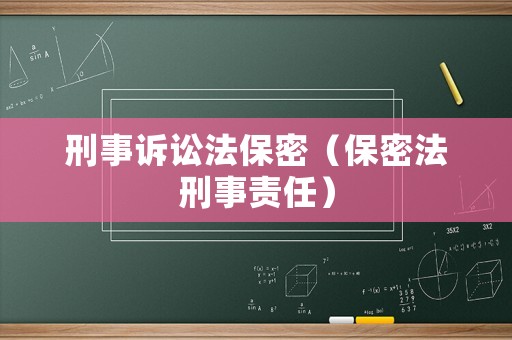 刑事訴訟法保密（保密法刑事責任）