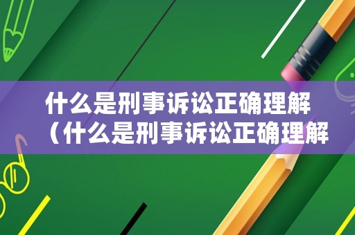 什么是刑事訴訟正確理解（什么是刑事訴訟正確理解法律）