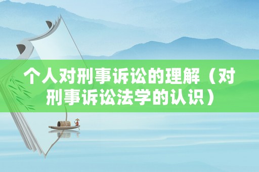 個人對刑事訴訟的理解（對刑事訴訟法學的認識）