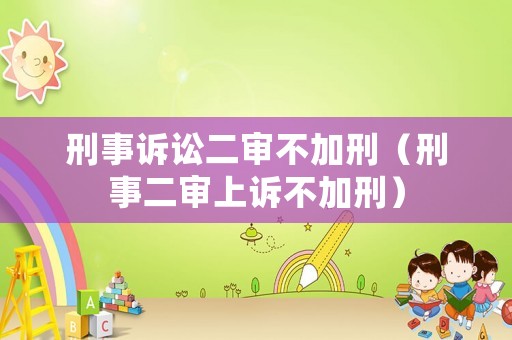 刑事訴訟二審不加刑（刑事二審上訴不加刑）
