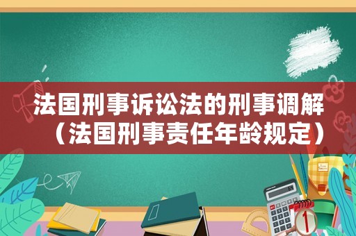 法國刑事訴訟法的刑事調(diào)解（法國刑事責(zé)任年齡規(guī)定）