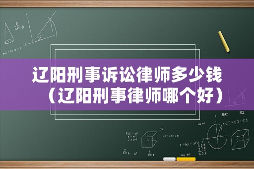 遼陽刑事訴訟律師多少錢（遼陽刑事律師哪個好）