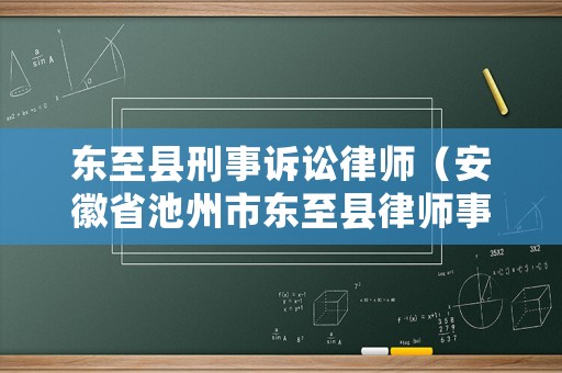 東至縣刑事訴訟律師（安徽省池州市東至縣律師事務(wù)所）