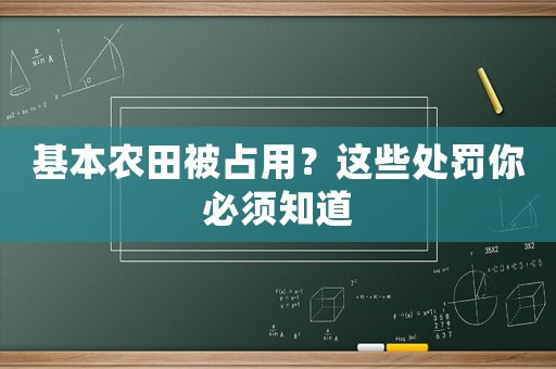 基本農田被占用？這些處罰你必須知道