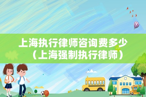 上海執行律師咨詢費多少（上海強制執行律師）