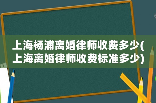 上海楊浦離婚律師收費多少(上海離婚律師收費標準多少)