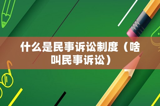 什么是民事訴訟制度（啥叫民事訴訟）