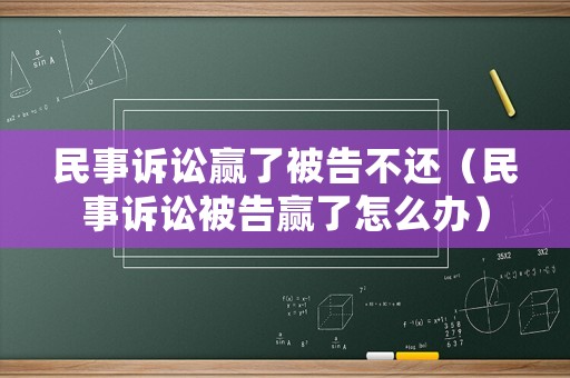 民事訴訟贏了被告不還（民事訴訟被告贏了怎么辦）