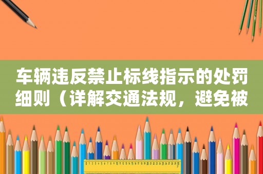 車輛違反禁止標線指示的處罰細則（詳解交通法規，避免被罰款）