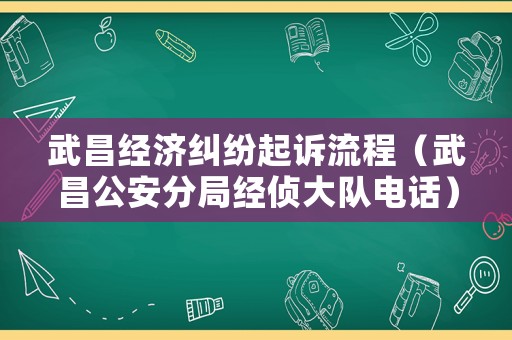 武昌經濟糾紛起訴流程（武昌公安分局經偵大隊電話）