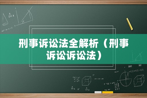 刑事訴訟法全解析（刑事訴訟訴訟法）