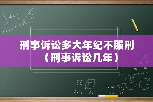 刑事訴訟多大年紀不服刑（刑事訴訟幾年）