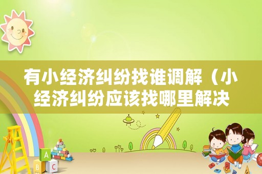 有小經濟糾紛找誰調解（小經濟糾紛應該找哪里解決）
