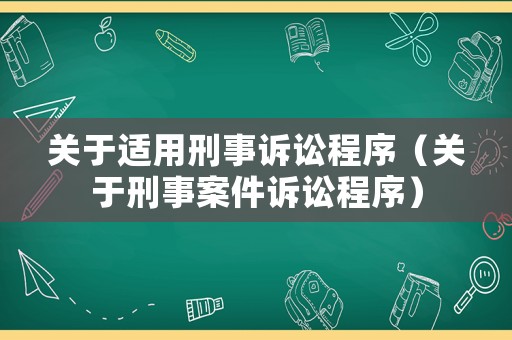關于適用刑事訴訟程序（關于刑事案件訴訟程序）