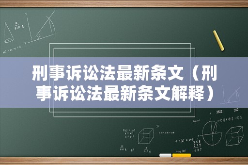 刑事訴訟法最新條文（刑事訴訟法最新條文解釋）