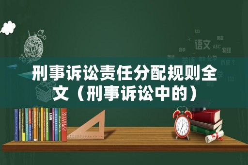 刑事訴訟責(zé)任分配規(guī)則全文（刑事訴訟中的）