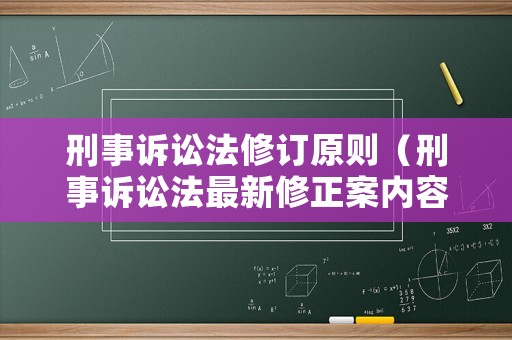 刑事訴訟法修訂原則（刑事訴訟法最新修正案內容）