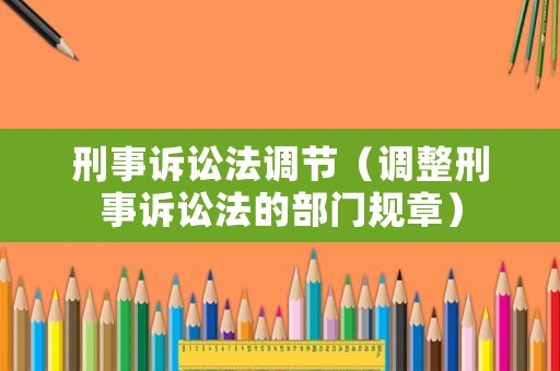 刑事訴訟法調節（調整刑事訴訟法的部門規章）