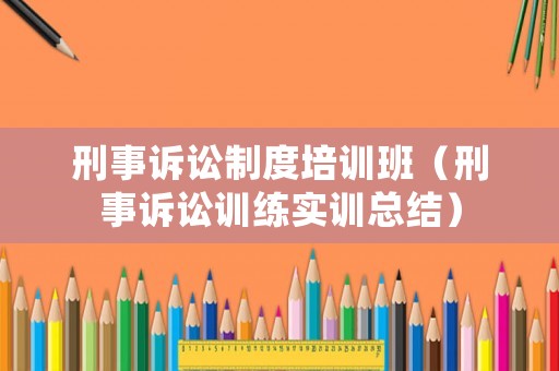 刑事訴訟制度培訓(xùn)班（刑事訴訟訓(xùn)練實(shí)訓(xùn)總結(jié)）