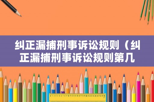 糾正漏捕刑事訴訟規則（糾正漏捕刑事訴訟規則第幾條）