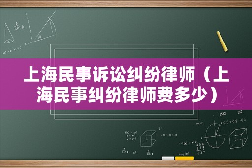 上海民事訴訟糾紛律師（上海民事糾紛律師費多少）