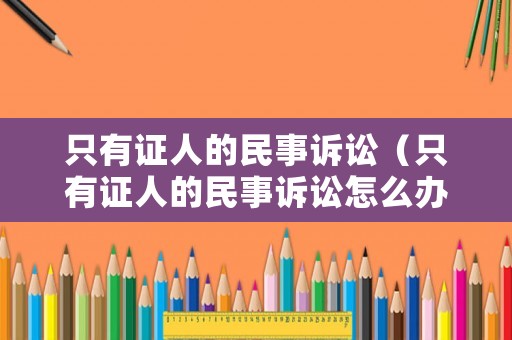 只有證人的民事訴訟（只有證人的民事訴訟怎么辦）