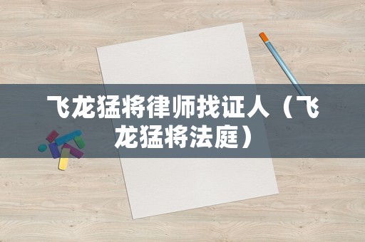 飛龍猛將律師找證人（飛龍猛將法庭）