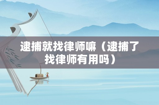 逮捕就找律師嘛（逮捕了找律師有用嗎）