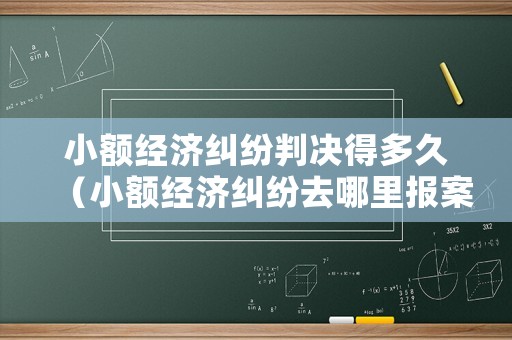 小額經(jīng)濟(jì)糾紛判決得多久（小額經(jīng)濟(jì)糾紛去哪里報(bào)案）