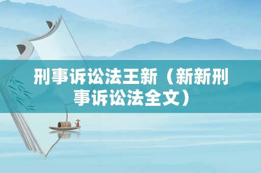 刑事訴訟法王新（新新刑事訴訟法全文）