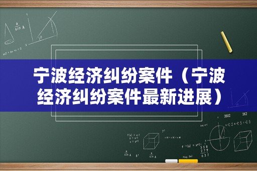 寧波經濟糾紛案件（寧波經濟糾紛案件最新進展）