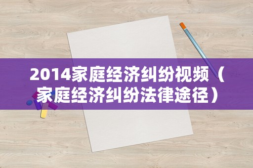 2014家庭經濟糾紛視頻（家庭經濟糾紛法律途徑）