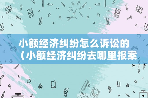 小額經濟糾紛怎么訴訟的（小額經濟糾紛去哪里報案）