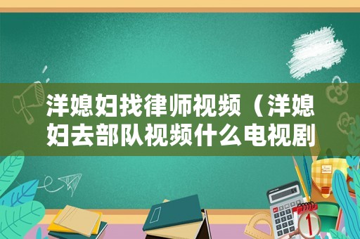 洋媳婦找律師視頻（洋媳婦去部隊視頻什么電視劇）